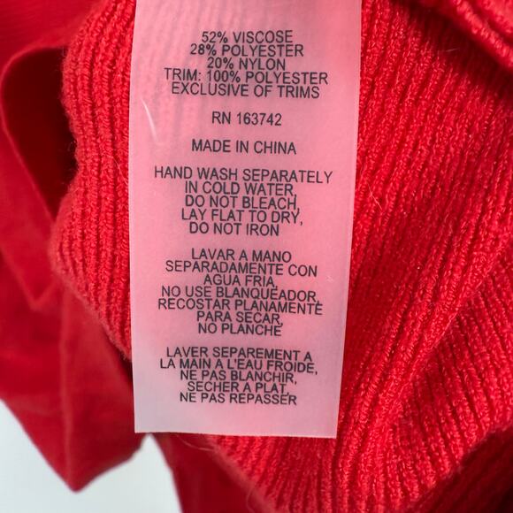 Liv Milano Women Embellished Red Sweater Size Large Rhinestones Glam Party Event - Picture 5 of 5